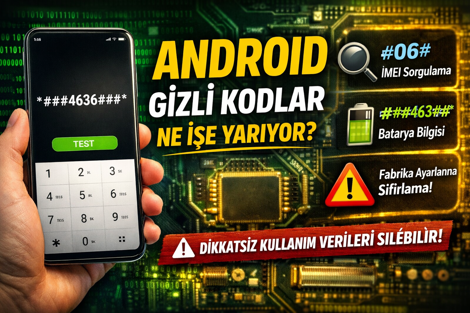 Android telefon gizli kodlar