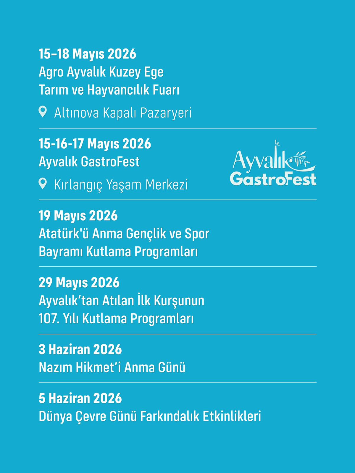 04 Ayvalık 2026 Etkinlik Takvimi Açıklandı