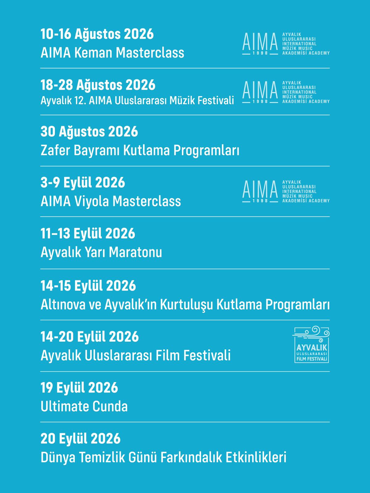 06 Ayvalık 2026 Etkinlik Takvimi Açıklandı