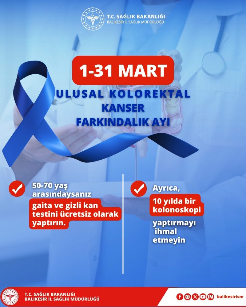 1-31-Mart-Ulusal-Kolorektal-Kanser-Farkindalik-Ayi Mart Ayı Kolorektal Kanser Farkındalık Ayı: Erken Teşhis Hayat Kurtarır
