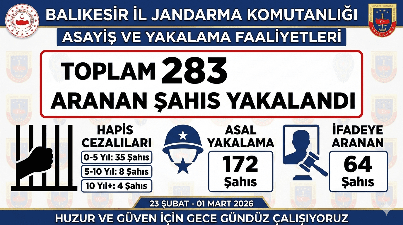 Balıkesir Jandarma Operasyonu: 283 Aranan Şahıs Yakalandı!